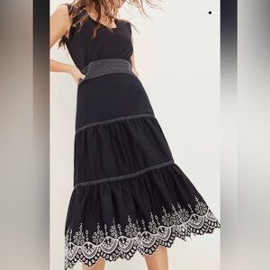 Veronica Beard Womens Amaia Eyelet Midi  Navy Dress Size M